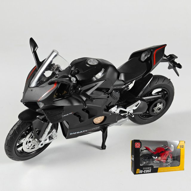 Linyi toy car Ducati V4S Racing Cross-Country Motorrad Diecast Modell, 1:12 Skala, mit Licht und Sound, ab 18 Jahre - Bild 1