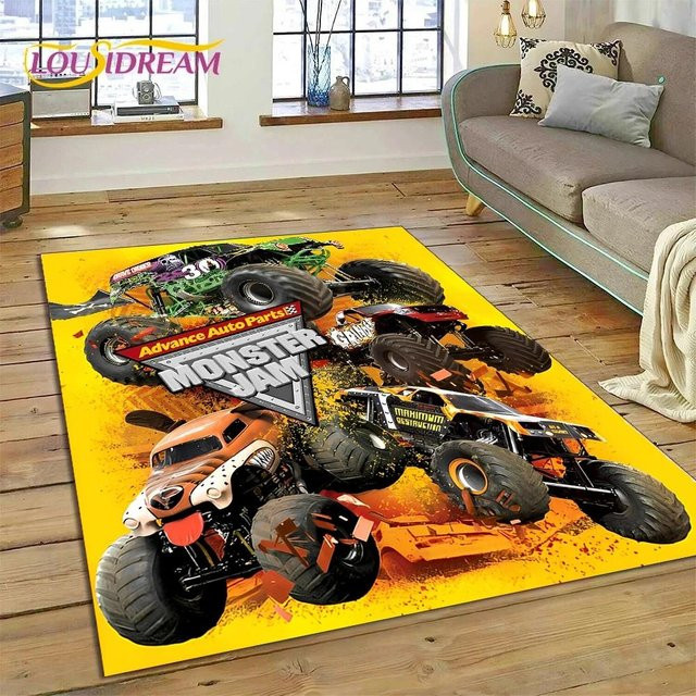 Karpetti Monster Jam Cartoon Teppich für Kinder, Rechteckig, Multicolour, B/T: 90 x 60 cm - Bild 1