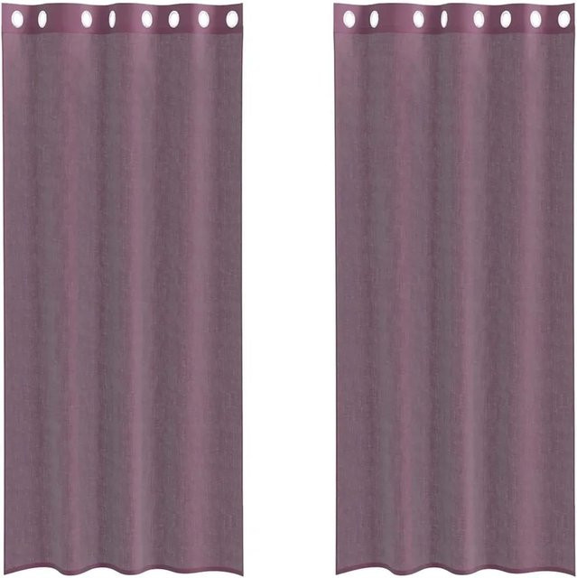 vidaXL Voile Vorhänge mit Ösen, 2 Stück, Lila, B: 140 cm, H: 245 cm - Bild 1