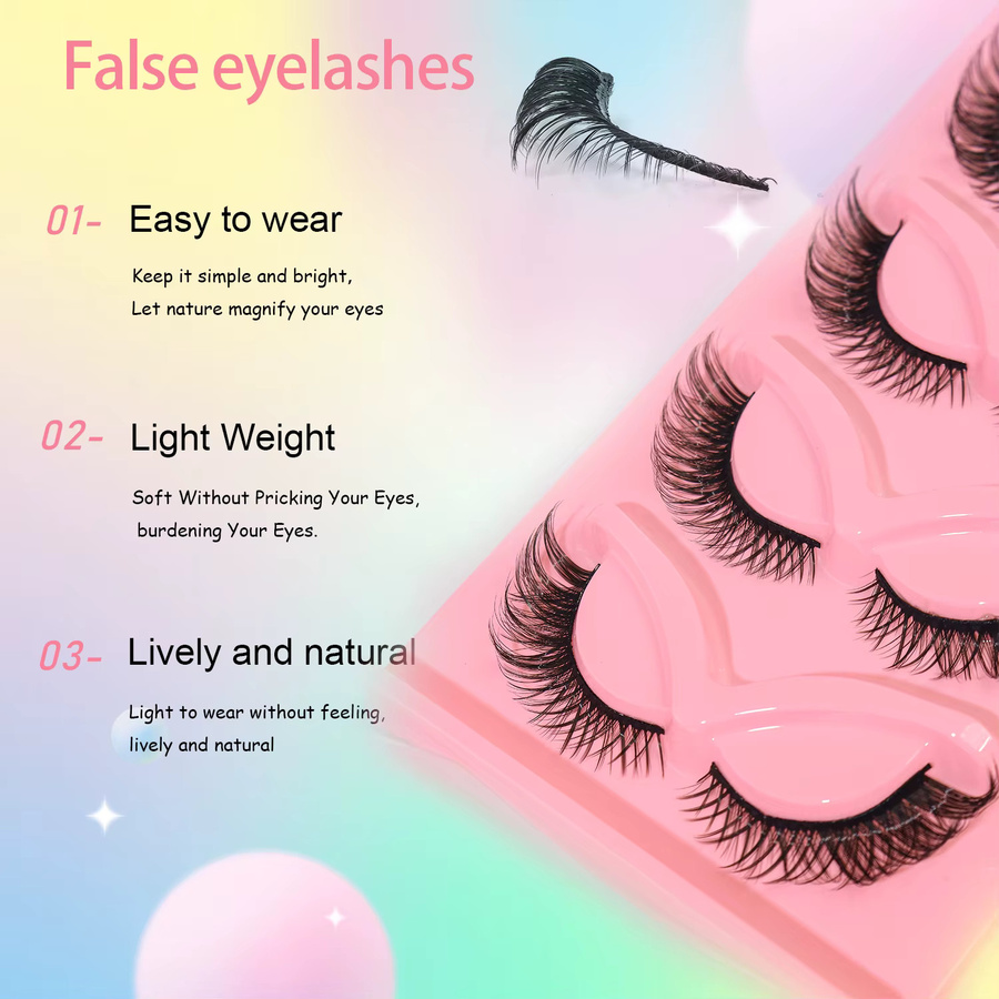 JIYOONJI Künstliche Wimpern, Black, Unisex, 5 Paar - Bild 2