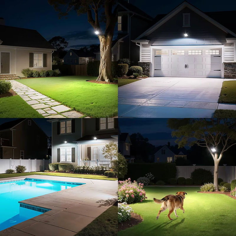 Intelamp Outdoor-Solarleuchte in Schwarz mit zwei Bewegungssensoren und 4000 mAh Akku als wasserdichter Sicherheits-Flutlichtstrahler für Garten, Garage und Hof - Bild 6