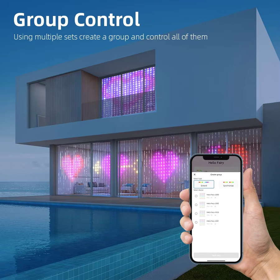 SAGE LU MEI Smart LED Vorhang Lichterkette mit 400 RGB LEDs, Wasserdicht, Musik-Synchronisation und DIY Text Display für Fenster, Schlafzimmer und Party-Deko - Bild 3