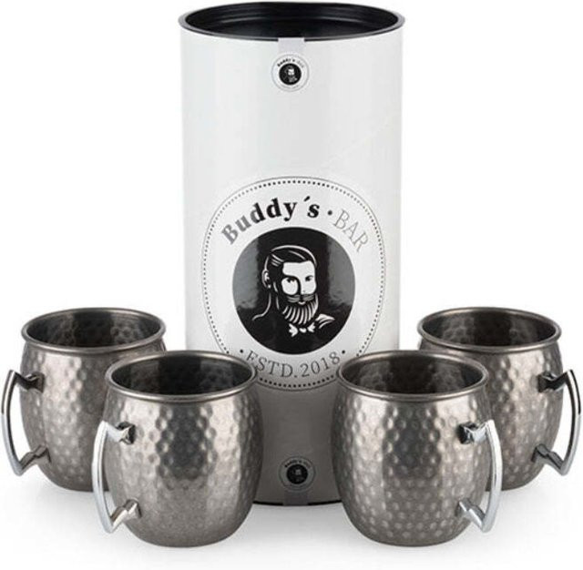 Buddy's Bar Moscow Mule Becher aus Edelstahl gehämmert, 4er-Set, Silber, Volumen: 500 ml, Durchmesser: 8,9 cm, Höhe: 9,5 cm - Bild 1