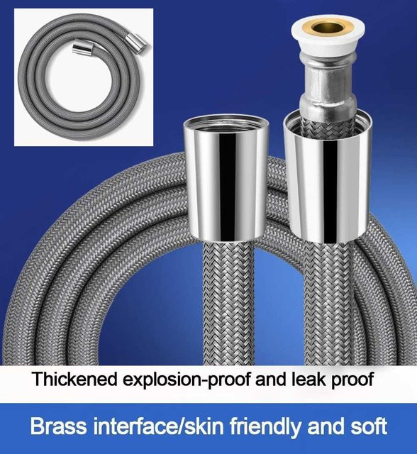 Flexible Anti-Wicklung Handbrause Schlauch mit 1/2 Zoll Universal Interface in Grau und Silber - Bild 1