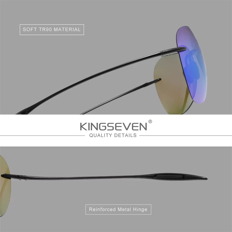KINGSEVEN Sonnenbrille Pilot, randlos, polarisiert, Unisex, TR90 - Bild 2