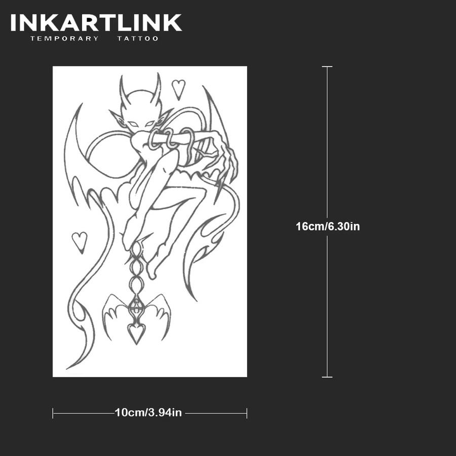 INKATLIN Tattoo Aufkleber, Gothic Evil Devil Love Chain, Wasserdicht - Bild 4