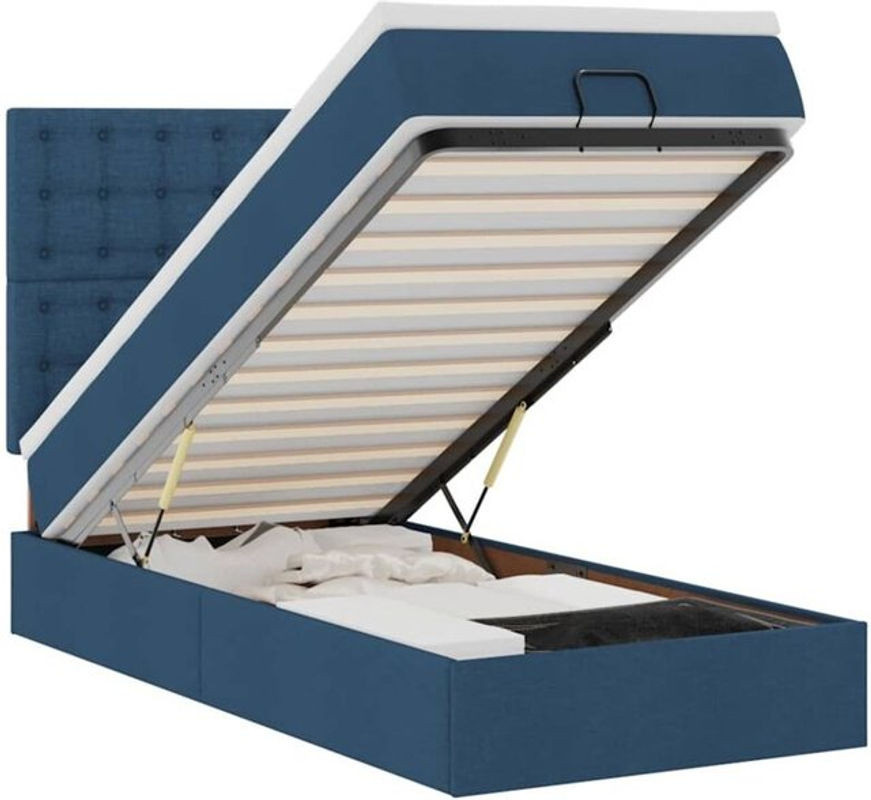vidaxl Polsterbett Ottomane mit Matratze und LED in Blau, B/T/H: 90 x 200 x 128 cm - Bild 1