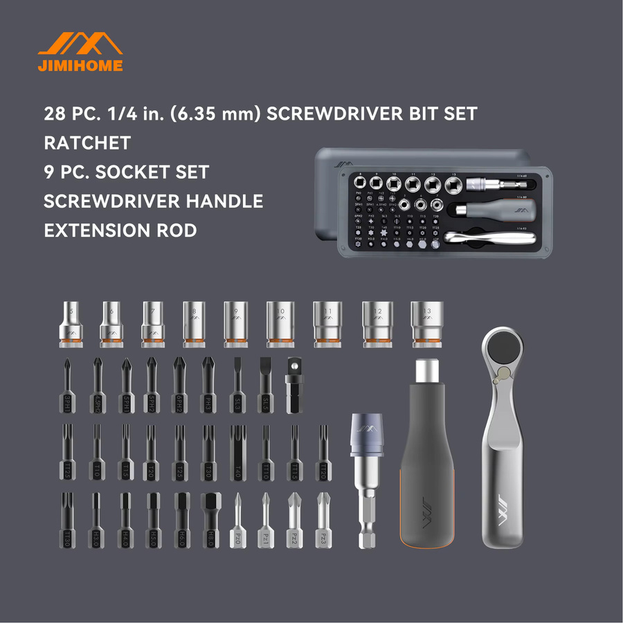 JIMIHOME 41-in-1 Ratschenschraubendreher und Ratschensteckschlüsselsatz als multifunktionales manuelles Reparaturwerkzeug im tragbaren Mini-Werkzeugkasten - Bild 1