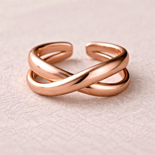 RoyalGemsJewels Crisscross Ring, Kupfer, Unisex, 8.5 - Bild 1