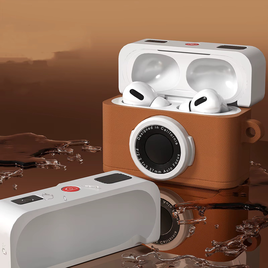 Fancan Retro-Kamera Silikon-Schutzhülle für AirPods Pro 3, Pro 2 und 4 Generation in Weiß - Bild 3