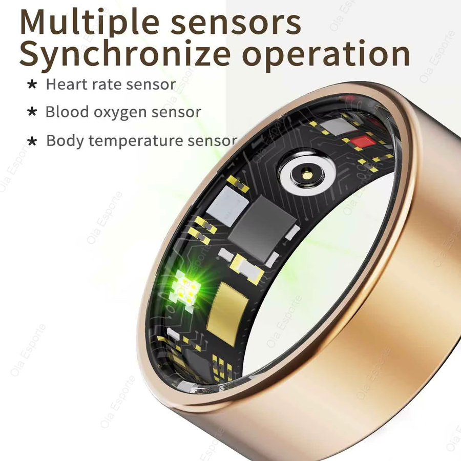 Ola Esporte Smart Ring 2026 in Gold mit Herzfrequenz-, Blutdruck- und Sauerstoffüberwachung, 5ATM wasserdicht, kompatibel mit iOS und Android, Unisex - Bild 3
