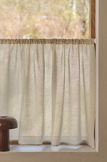 Jotex Caféhausvorhang LILL aus Leinenmischung in Beige, semi-transparent, Höhe: 250 cm, Breite: 100 cm - Bild 1