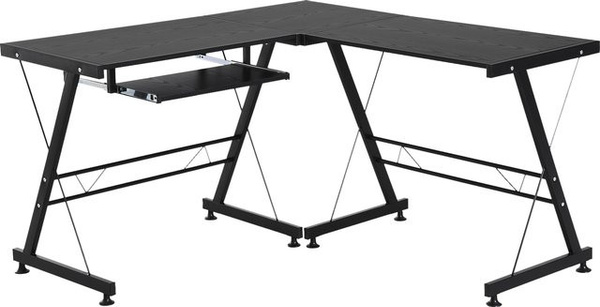 HOMCOM Computertisch Arbeitsstation für Home Office und Gaming, Schwarz, B/T/H: 210 x 50 x 73,5 cm