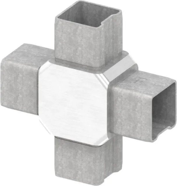 FeNau Steckkreuzstück aus V4A Edelstahl in Silber für 40 x 40 x 3 mm Rohre - Bild 1