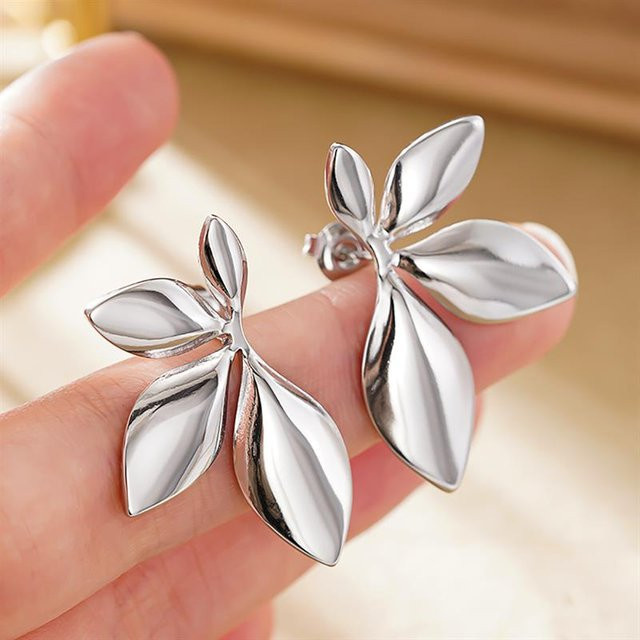 Huitan Schmuck Blattförmig, Edelstahl, Silber, Damen - Bild 1