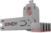 Lindy USB-A Port Schloss Set mit Schlüssel in Pink und Grau (4 Stück) - Bild 1