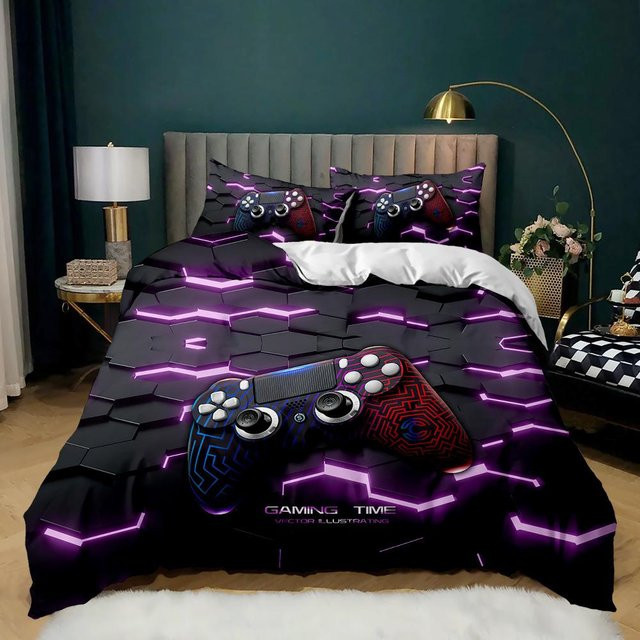Gamepad Bettwäsche-Set für Teenager in Grün mit Reißverschluss, B/H: 135 x 200 cm - Bild 1