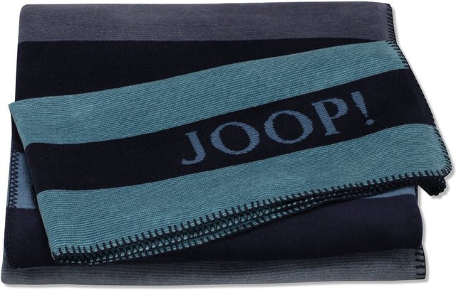 Wohndecke JOOP! TONE in Blau und Schwarz, gestreift, weich und flauschig, B/T: 200 x 150 cm - Bild 1