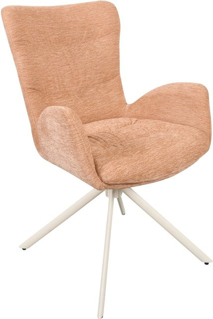 Mömax Armlehnstuhl Stella in Rosa/Beige mit Metallgestell und 360-Grad-Drehfunktion, Höhe: 91 cm, Breite: 66 cm, Tiefe: 58 cm - Bild 1