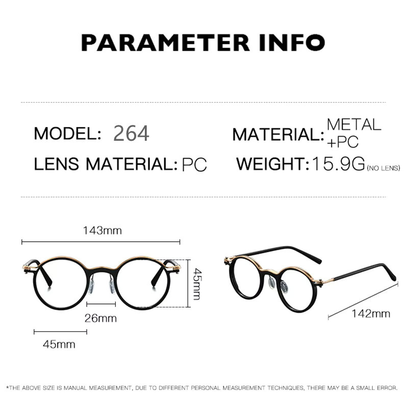 LOERHUNAR Korrektionsbrille, rund, Metall, Vollrand, Unisex, Blaulichtfilter - Bild 1