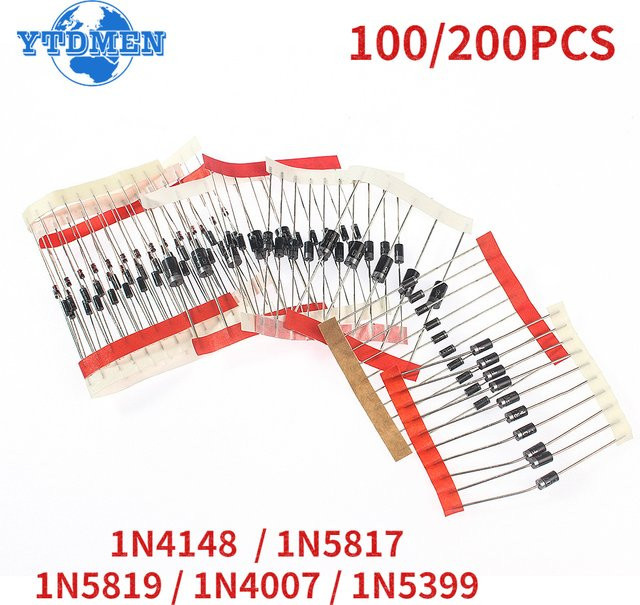 YTDMEN Schottky-Diode und Gleichrichterdioden-Kit 1N4148 1N5817 1N5819 1N4007 1N5399 in Schwarz - Bild 1
