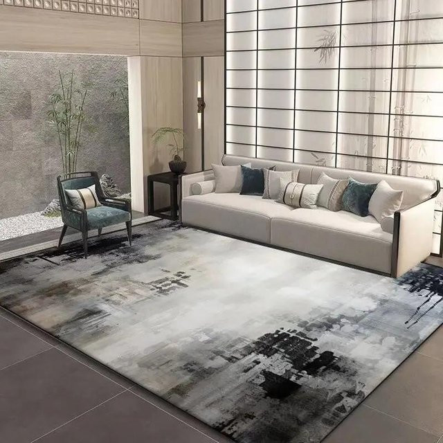 Karpetti Wohnzimmerteppich in Grau mit abstraktem geometrischem Design, waschbar und rutschfest, B x T: 100 x 200 cm - Bild 1