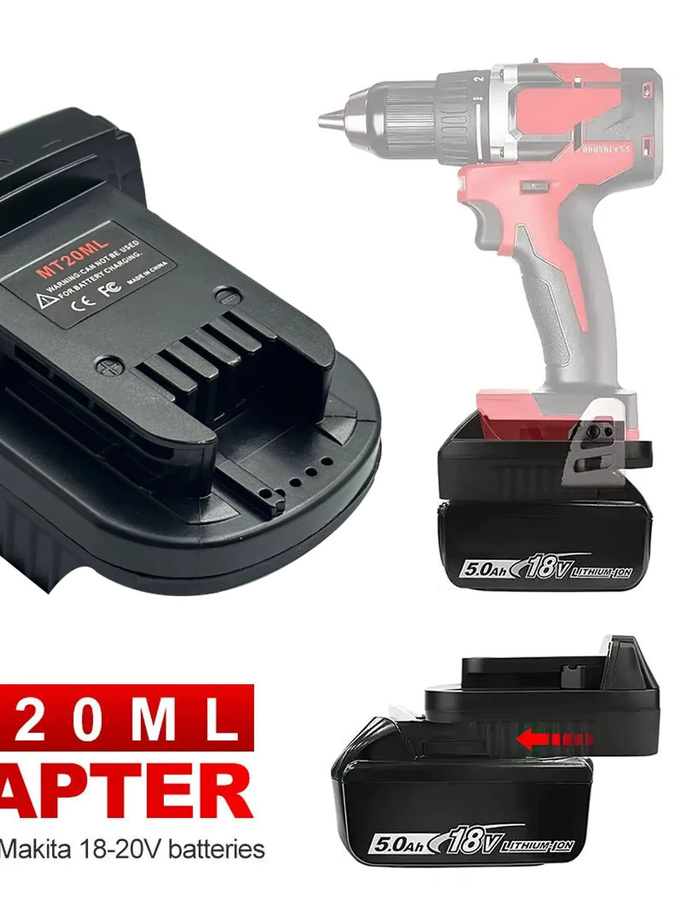 GiFi Power MT20ML Batterieadapter für Makita 18V Li-Ionen-Akkus BL1830 BL1860 BL1815 zur Nutzung mit Milwaukee 18V Akkus, Schwarz - Bild 6