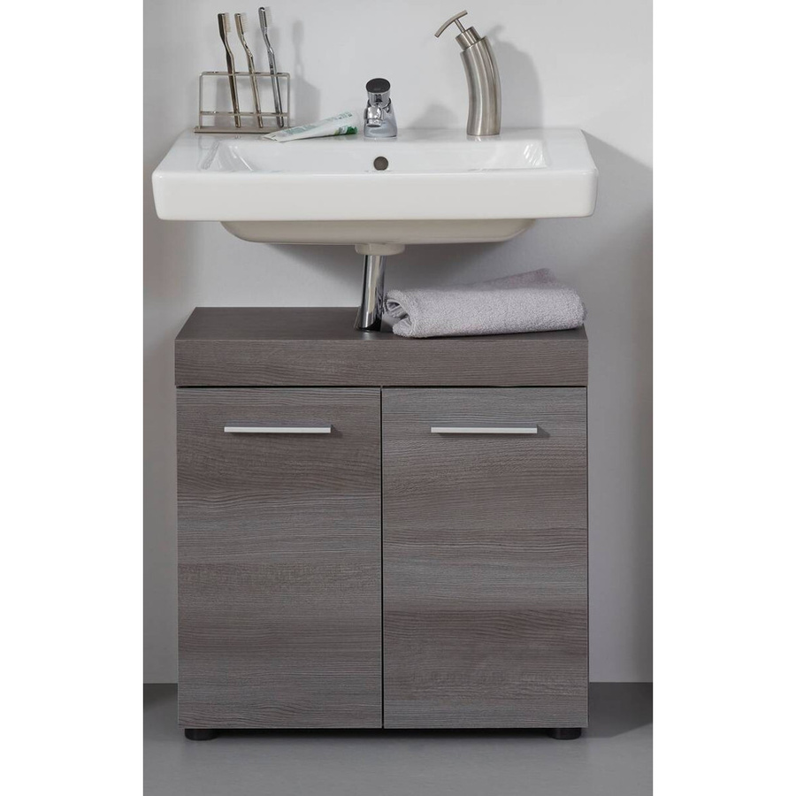 Trendteam Waschbeckenunterschrank RunnerMoon Rauchsilber B/H/T: 58 x 57 x 31 cm - Bild 4