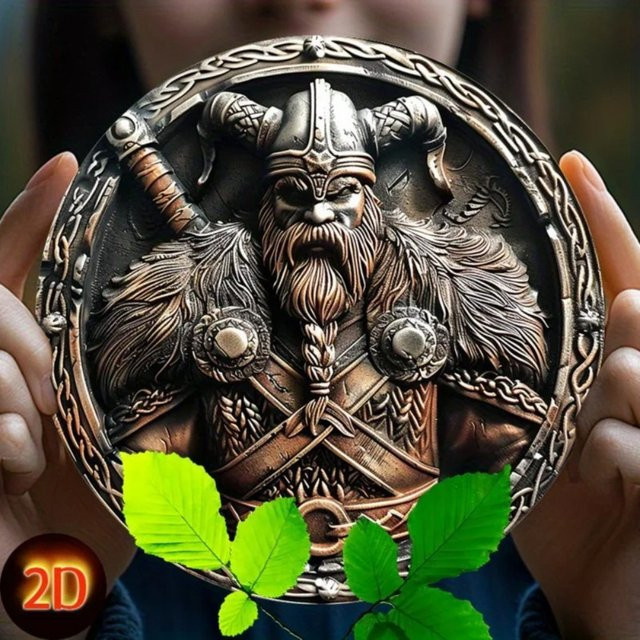 CIFBUY Viking Shield Wandkunst – Rundes Aluminium-Metallschild im Vintage-Stil als 2D-Aluminiumgemälde für deine Heim- und Bürodekoration - Bild 1