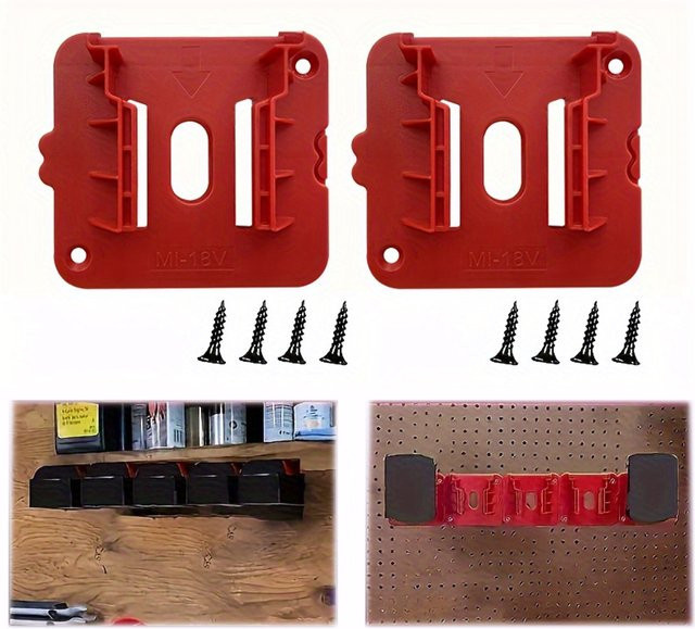 5 Stück Milwaukee M18 18V Batteriehalterung rote Wandhalterung für Lithium-Akkus - Bild 1