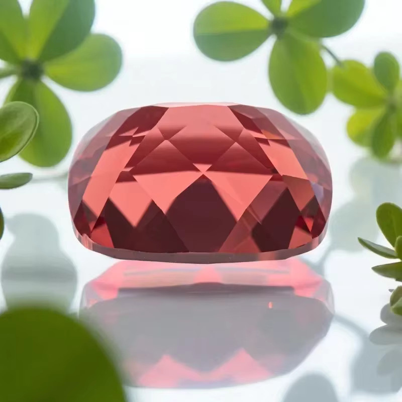 CHAOPAIZHIWU Anhänger, Padparadscha-Feuerlotus-Edelstein, Rechteckiger Kissenform-Schliff, Bunt - Bild 2