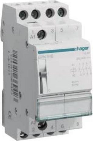 Hager Stromstoßschalter EPN548 für Hutschiene, 4 Schließer, 48 V/AC, 16A, Weiß - Bild 1