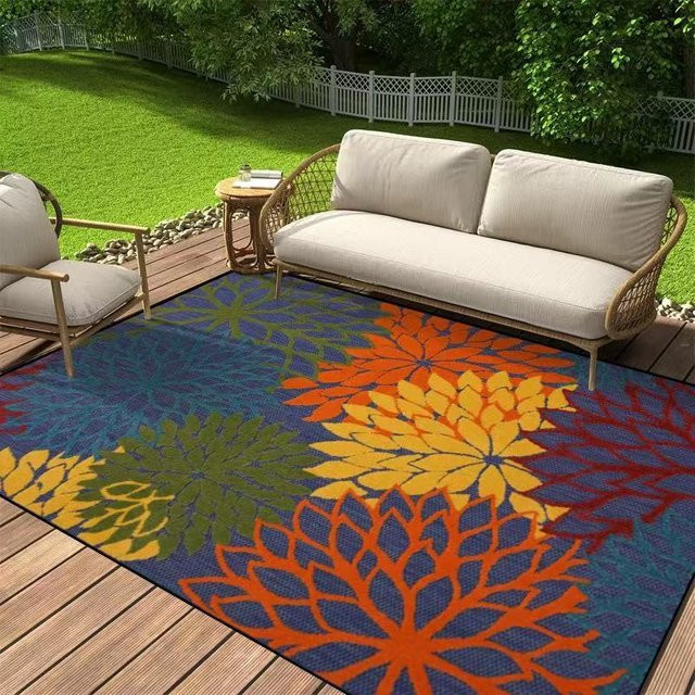 JGJG Moderner Blumiger Teppich mit Anti-Rutsch-Funktion für Outdoor und Innenbereich, B/T: 120 x 200 cm, Mehrfarbig - Bild 1