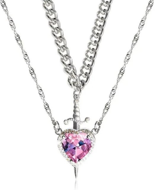 YULIN Anhängerkette, Rosa Herz Kristall, Silber, Damen, gray - Bild 1