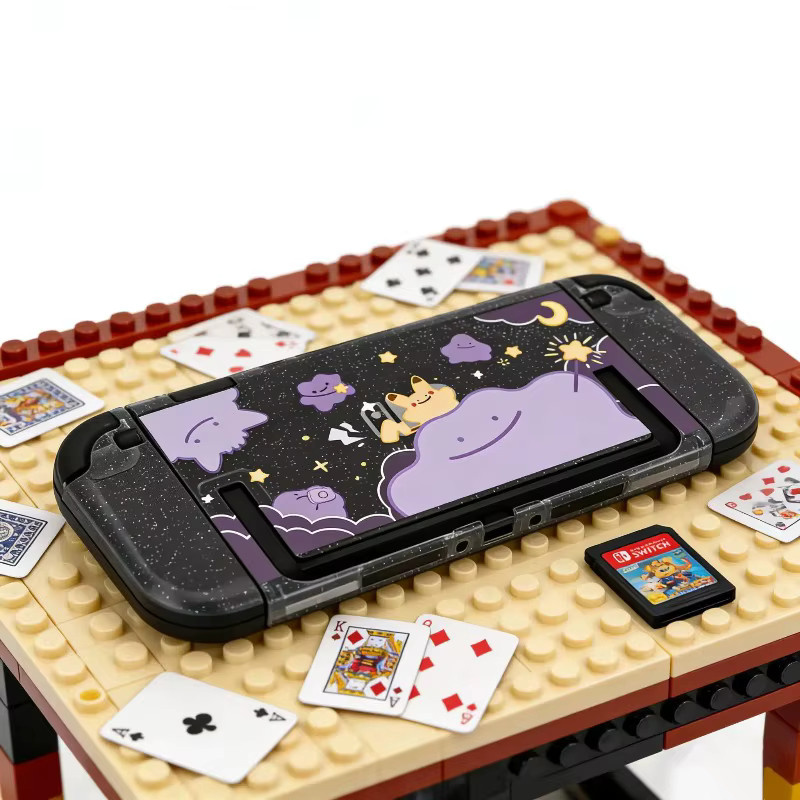 Cartoon Schutzhülle für Nintendo Switch mit Glitzer-Effekt in Lila und Weiß, inklusive Joy-Con-Hüllen und Dock-Abdeckung - Bild 4