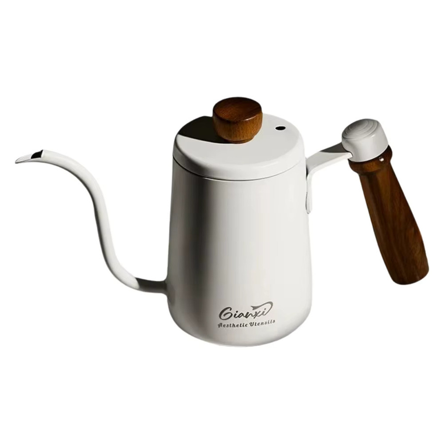 Giannxi Professionelle Kaffeekanne aus Edelstahl mit Holzgriff und temperaturgesteuerter Wasserflasche, Schwarz oder Weiß - Bild 5