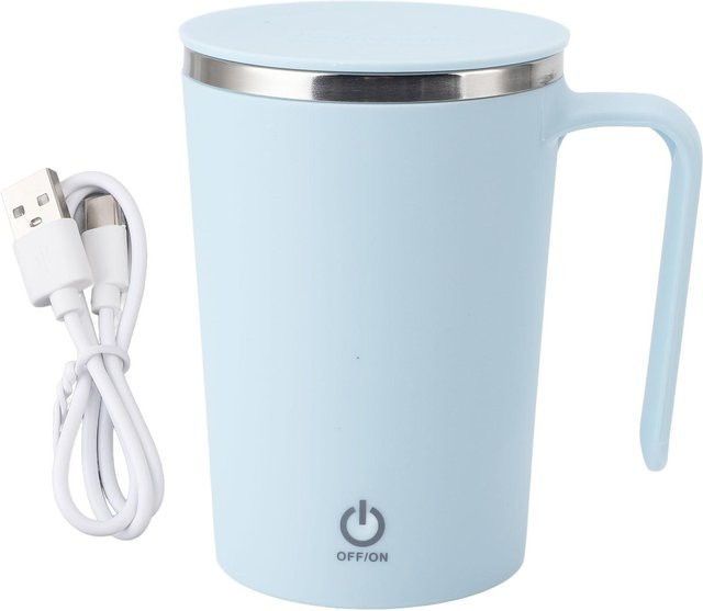 Selbstrührende Kaffeetasse von Fishine in Blau mit Deckel aus Edelstahl und Kunststoff, elektrisch und magnetisch, wiederaufladbar und tragbar - Bild 1