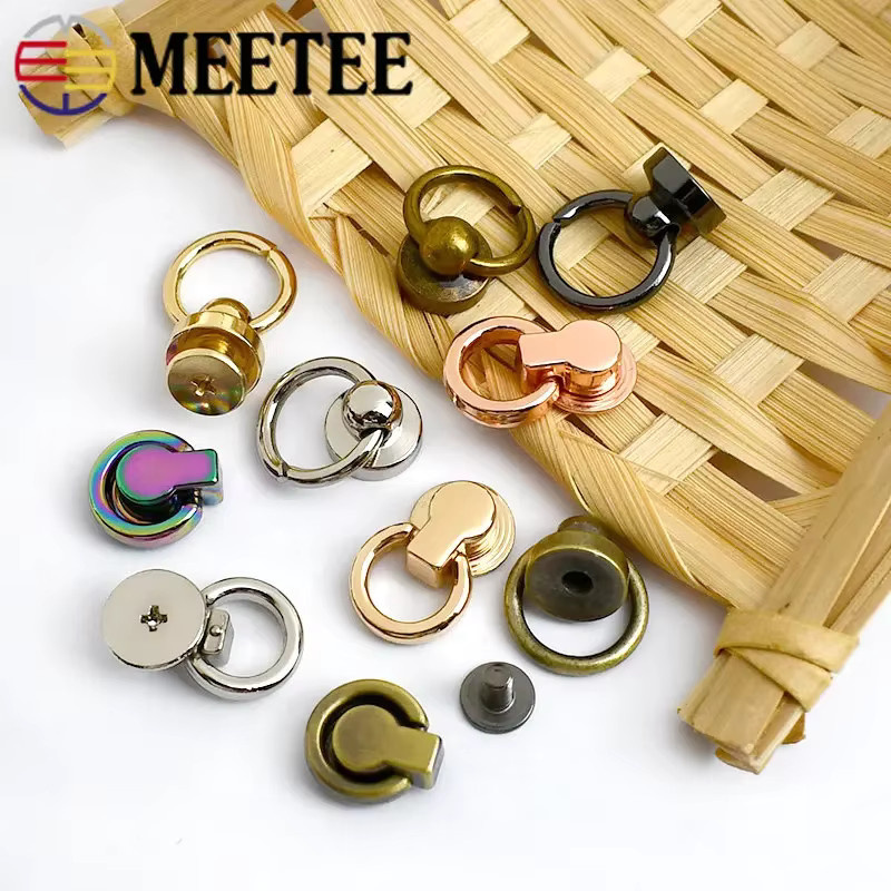Meetee Metall Nietnagel Drehschraube Bolzen Knopf in Gold für Leder Bastelzubehör 10mm - Bild 2