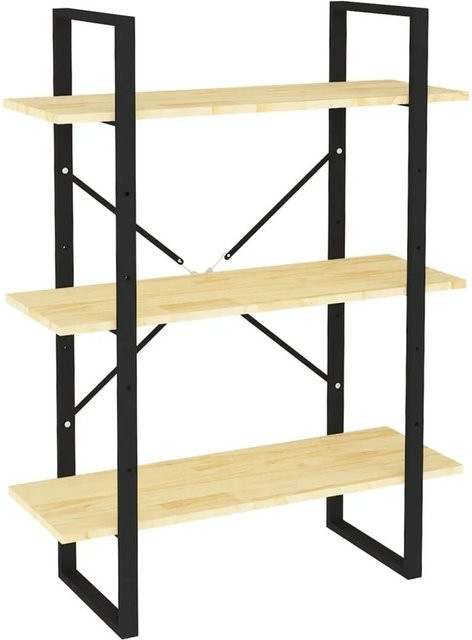 vidaXL Bücherregal aus Massivholz Kiefer und Metall im Industrial Design, Braun, B/T/H: 80 x 30 x 105 cm - Bild 1