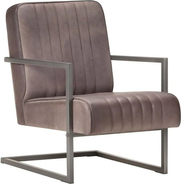 vidaXL Freischwinger Sessel aus Echtleder in Braun im Retro-Design - Bild 1