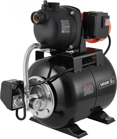 VEVOR Flachbrunnenpumpe mit Druckbehälter, 1.1 HP, 230V, 5000 LPH, Kunststoff-Bewässerungspumpe mit 19 l Tank, Automatisches Wasserfördersystem für Haus, Garten und Rasen - Bild 1