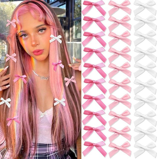Haarspangen Schleife, Seide, pink, Damen, Mädchen - Bild 1
