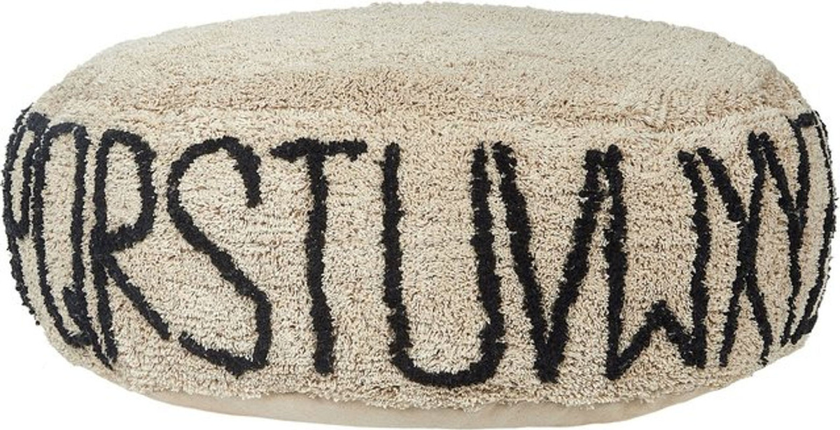 Pouf Twinspur von BELIANI aus Baumwolle in Beige und Schwarz im Modern Bohemian Stil - Bild 1