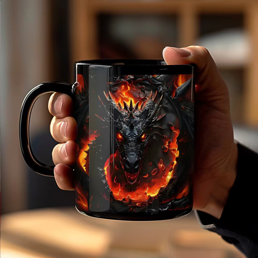 Keramikbecher Dunkler Drache von Light Magic in Schwarz mit Fantasy-Design - Bild 3
