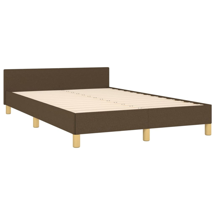 vidaXL Bettgestell mit Kopfteil aus Stoff und Massivholz in Braun, B/T/H: 120 x 200 x 118 cm - Bild 3