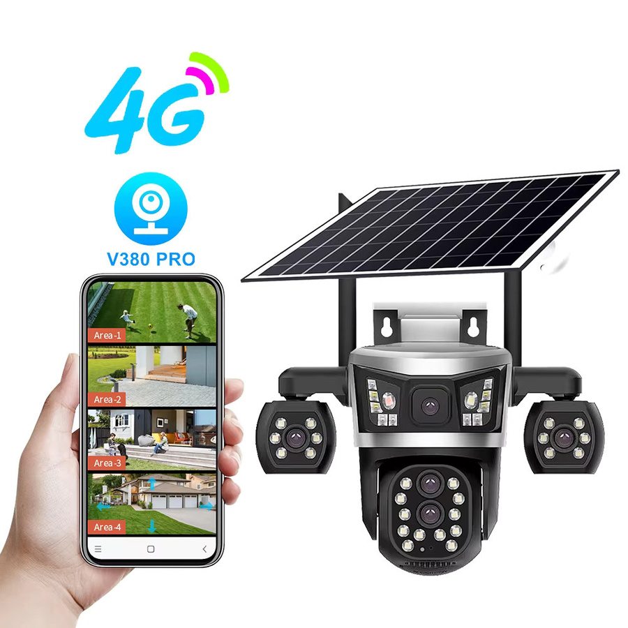 V380 4G SIM Solar-Sicherheitskamera für Außenbereich mit 4 Linsen, 16MP Optischer Zoom, Personenverfolgung und 360° PTZ Drahtlose Überwachung - Bild 7