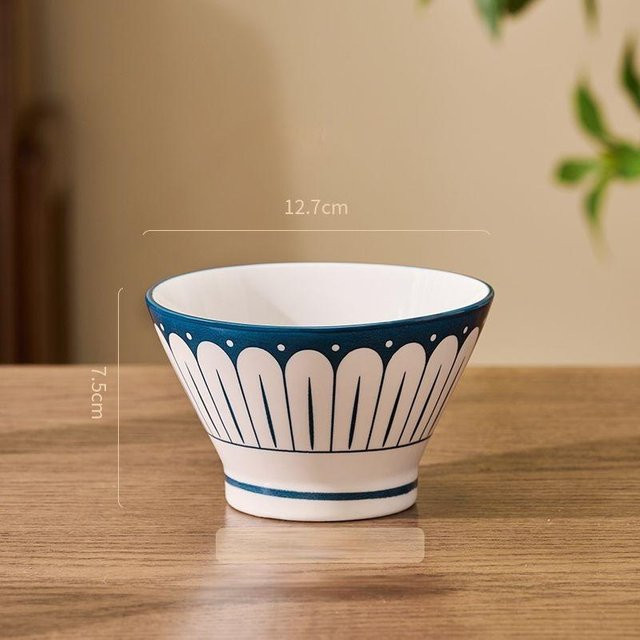 Yiran Furniture Keramik Geschirr-Set im chinesischen Stil mit 5 Teilen, blau-weißes florales Design, bestehend aus Suppenschüsseln und Obstschalen - Bild 1