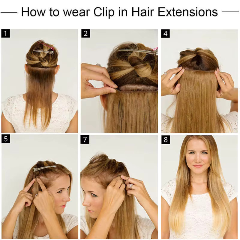 S-noilite Clip-in-Haarverlängerungen, synthetisch, blond-braun, Damen - Bild 4