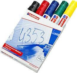 Edding 800 Permanentmarker Meißelspitze im 5er Set, Mehrfarbig (Schwarz, Blau, Grün, Rot, Gelb) - Bild 2