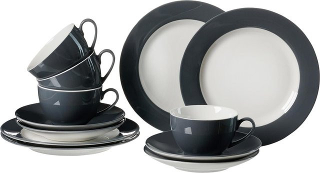 Ritzenhoff & Breker Kaffeeservice Doppio 12-teilig aus Porzellan in Anthrazit und Multicolour - Bild 1